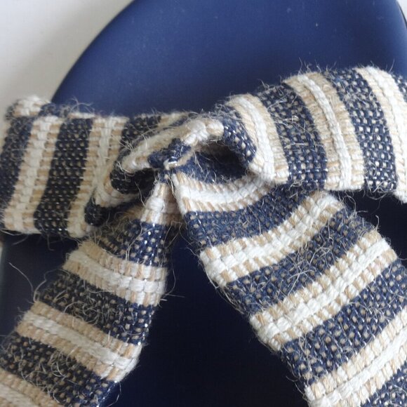 JF women's slide on sandals, size 11, blue /cream /white cloth top strap, cushy - Picture 10 of 10